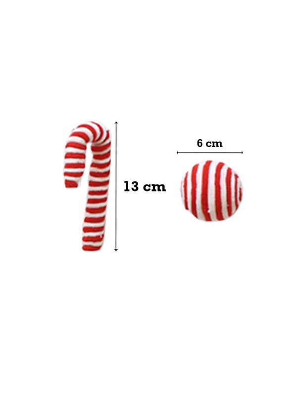 Yılbaşı Dekor Süsleri Baston Şeker Top Figürlü Garland Kırmızı Beyaz 150 cm