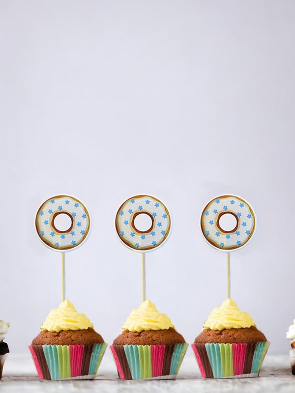 Donut Temalı Kürdan Cupcake Kürdanı Pasta Süsü Gri 24'lü