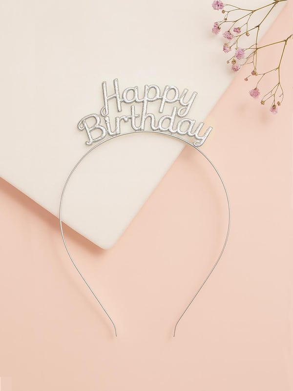 Metal Happy Birthday Taç Doğum Günü Tacı Gümüş