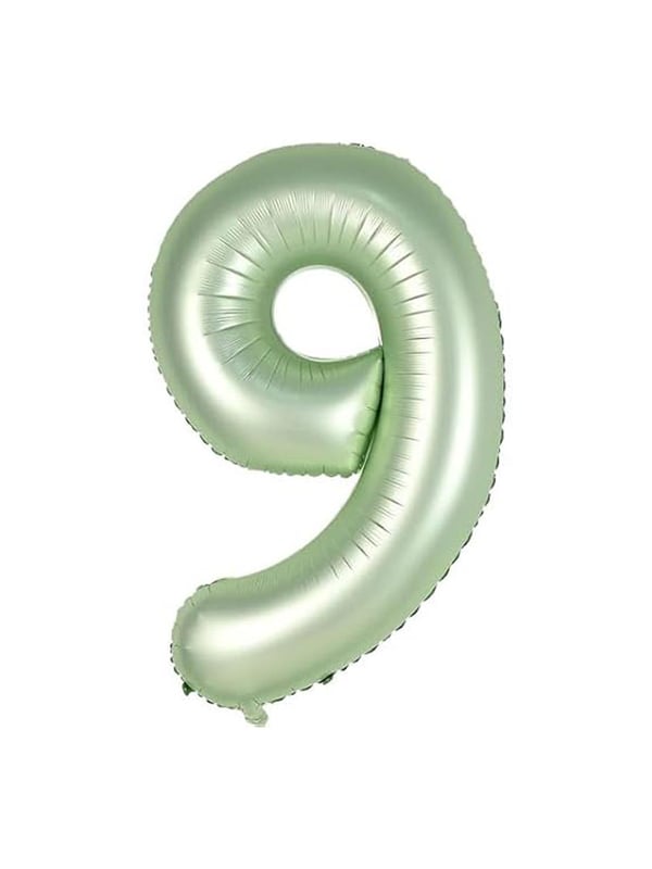 Rakam Folyo Balon 9 Rakamı Retro Adaçayı Yeşili 100 cm 40 inc
