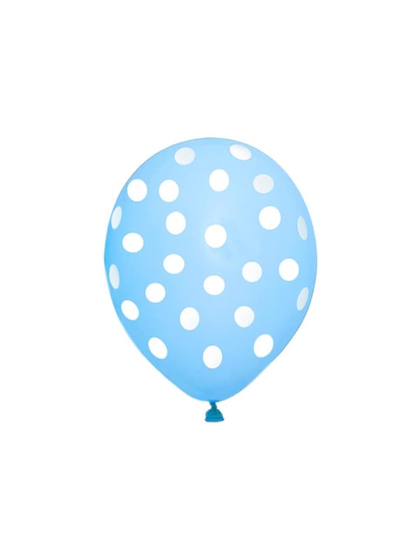Beyaz Puantiyeli Açık Mavi Balon 10'Lu