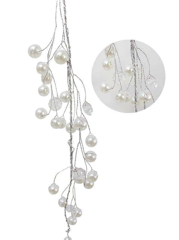 Yılbaşı Ağaç Süsü Lüks İnci Kristal Salkım Dekoratif Süs 38 Cm