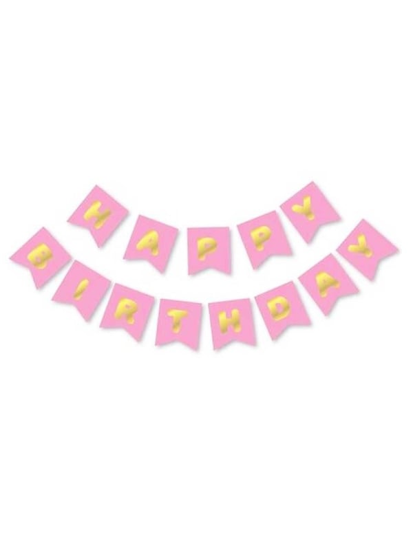 Happy Bırthday Pembe Altın Yazı
