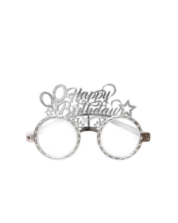 Happy Birthday Taç Gözlük Set Doğum Günü Parti Aksesuarı Gümüş