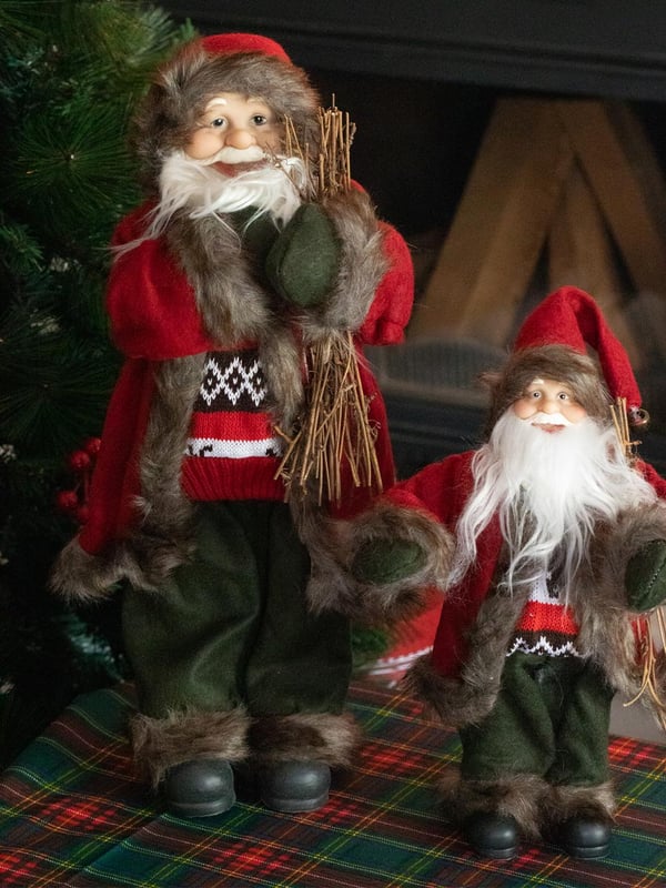 Yılbaşı Dekor Süsü Dekoratif Çalılı Noel Baba 45 Cm