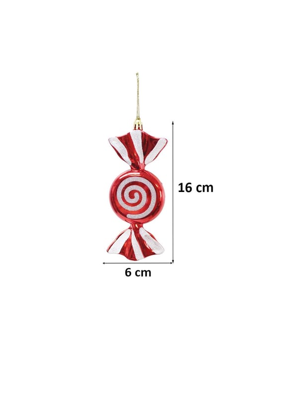 Yılbaşı Ağaç Süsü Kırmızı-Beyaz Şeker Figürlü 16 cm 2'li Set