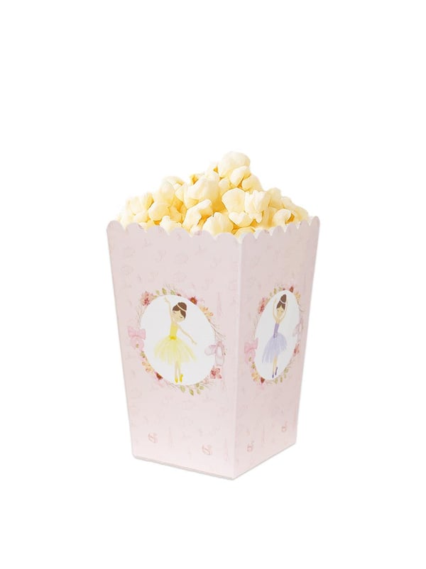 Balerin Temalı Karton Mısır Kutusu Popcorn Kutusu 8'li