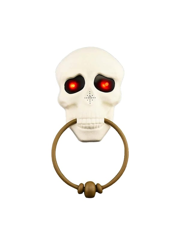 Halloween Kuru Kafa Kapı Zili Işıklı Sesli Cadılar Bayramı Parti Dekoru Beyaz