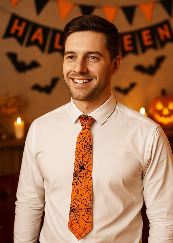 Cadılar Bayramı Işıklı Kravat Halloween Parti Aksesuarı Turuncu
