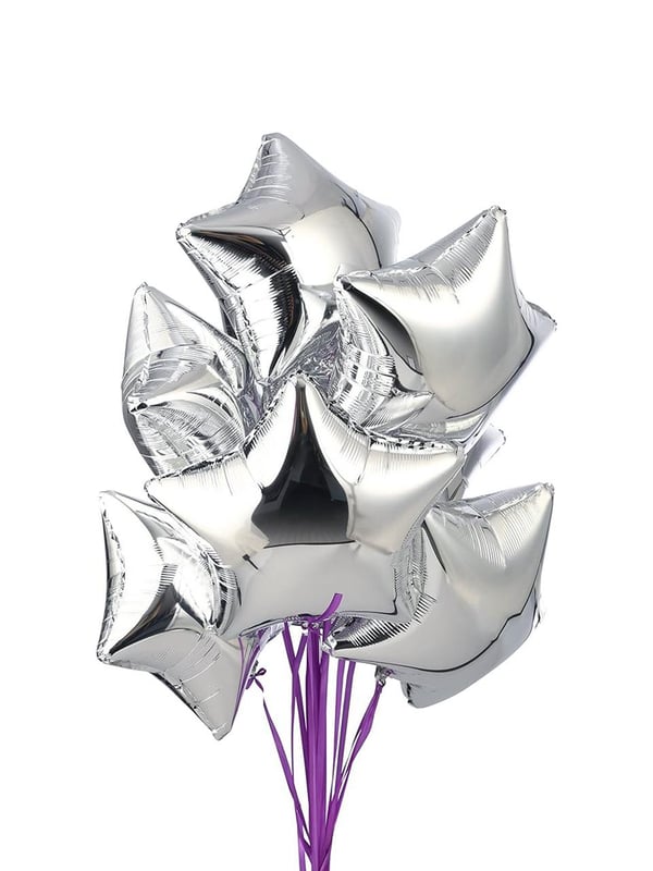 Yıldız Folyo Balon Uçan Parti Balonu Gümüş 18 inc- 45 cm