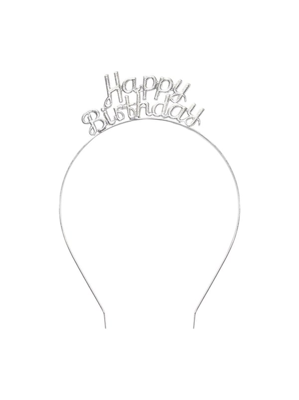 Metal Happy Birthday Taç Doğum Günü Tacı Gümüş