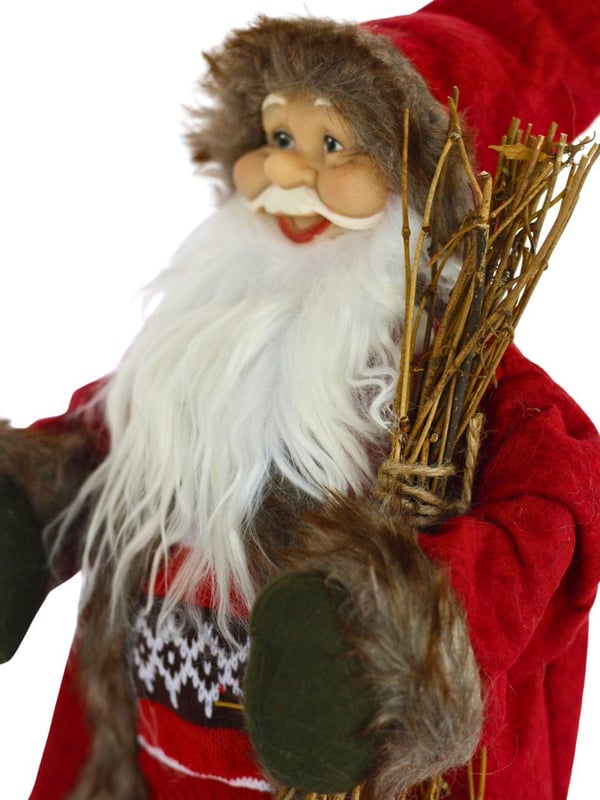 Yılbaşı Dekor Süsü Dekoratif Çalılı Noel Baba 45 Cm