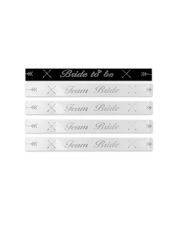 Bride Bileklik Bekarlığa Veda Parti Aksesuarı Bride-Team Bride Bileklik 5'li Beyaz Gümüş