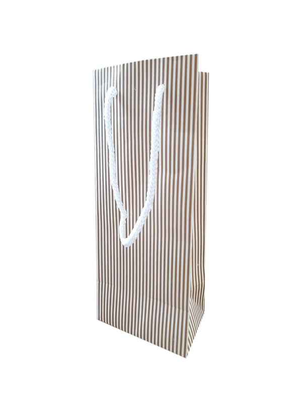 Beyaz Karton Çanta Altın İnce Çizgili İpli Hediye Çantası 12'li 10x27x7 cm