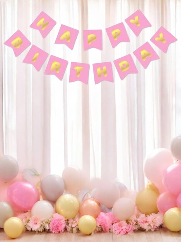 Happy Bırthday Pembe Altın Yazı