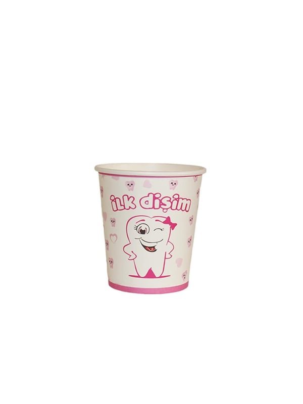 İlk Dişim Temalı Karton Tabak Bardak Set Pembe 8'li