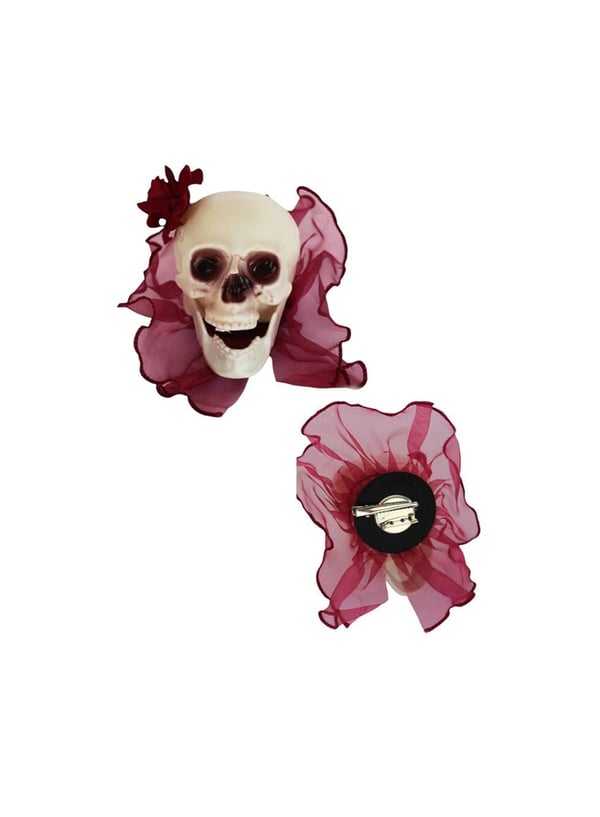 Kuru Kafa Toka Halloween Broş Tüllü Cadılar Bayramı Aksesuarı Bordo