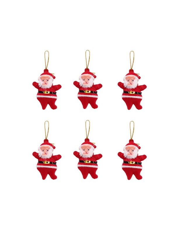 Yılbaşı Çam Ağacı Süslü Noel Baba Asmalı Dekor Süsü 6'lı 5,5 cm 