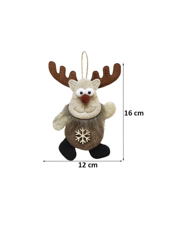 Yılbaşı Ağaç Süsü Geyik Figürlü Asılabilir Keçe Dekoratif Süs 16 cm