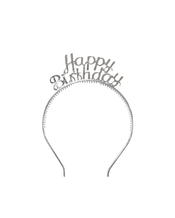 Happy Birthday Taç Gözlük Set Doğum Günü Parti Aksesuarı Gümüş