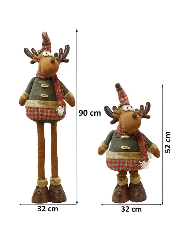 Yılbaşı Dekor Süsü Dekoratif Uzayan Peluş Geyik 52 - 90 cm 