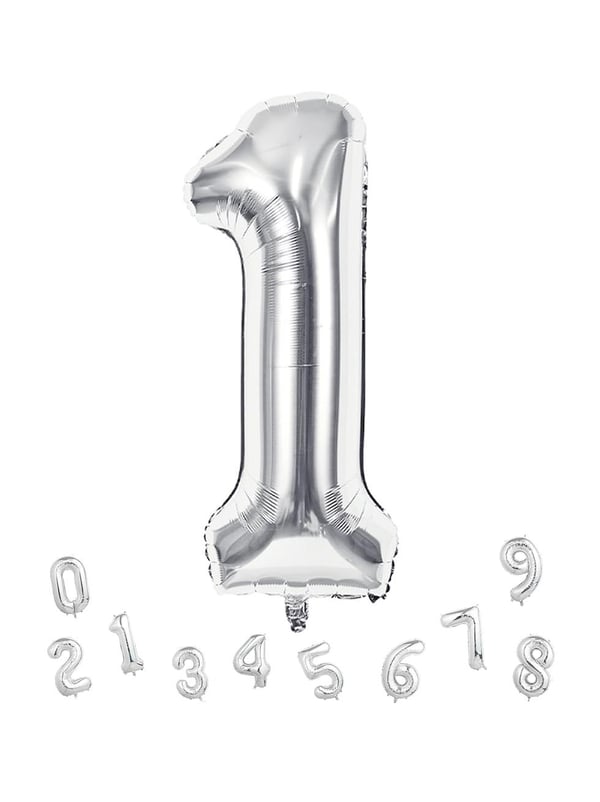  Rakam Folyo Balon 1 Rakam Gümüş 1 Yaş Doğum Günü Parti Balonu 86 cm 34 inc