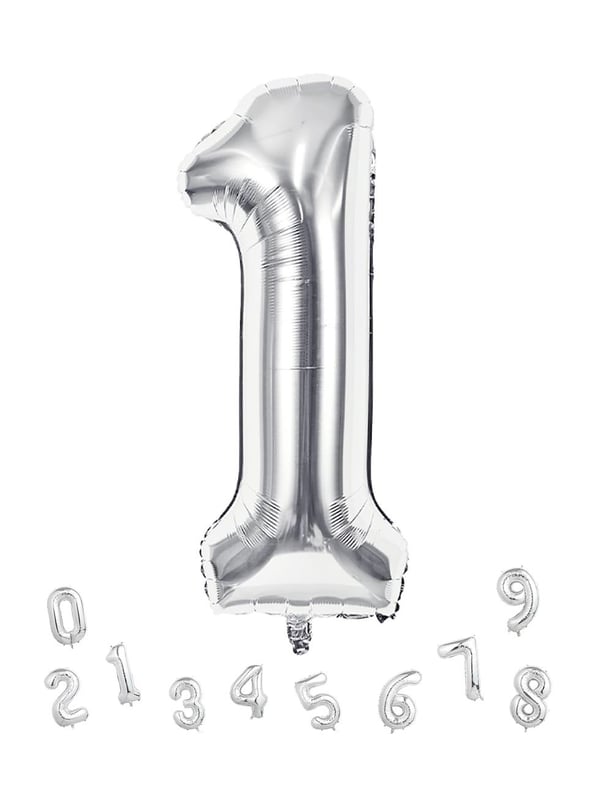 Rakam Folyo Balon 1 Gümüş Renk 100 Cm - 40
