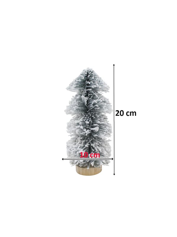 Mini Yılbaşı Ağacı Kar Kaplı Fırça Dallı Dekoratif Çam Ağacı 20 cm