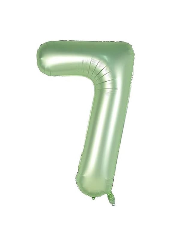 Rakam Folyo Balon 7 Rakamı Retro Adaçayı Yeşili 100 cm 40 inc