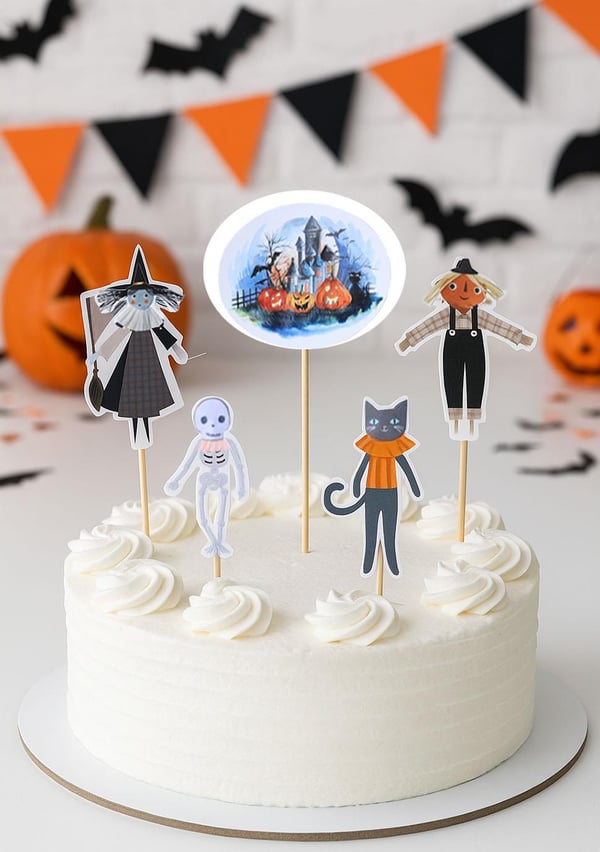 Halloween Temalı Kürdan Figürlü Cadılar Bayramı Cupcake Kürdanı 5'li