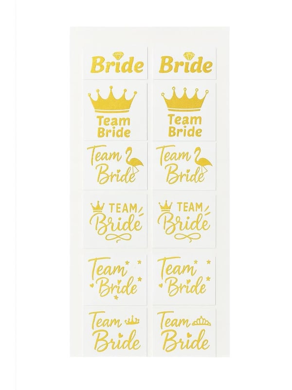 Bekarlığa Veda Partisi Karışık Dövme Seti Bride Team Bride Dövme Altın 12'li