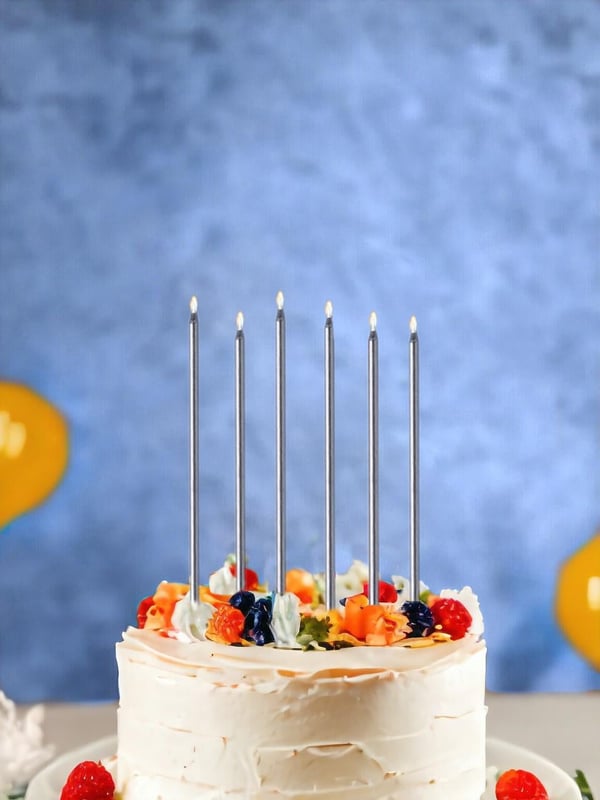 Uzun Pasta Mumu Gümüş 13 Cm 6'lı