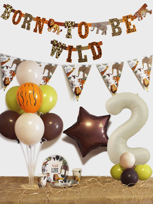 Born To Be Wild Konsept Balonlu Bej 2 Yaş Doğum Günü Seti 