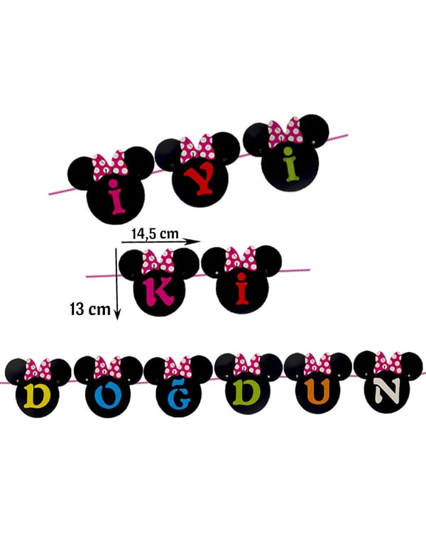 Minnie Mouse Konsept Asılabilir İyi Ki Doğdun Yazı 50'Li