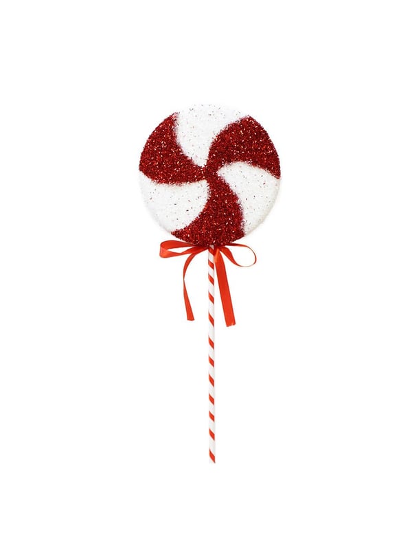 Yılbaşı Ağaç Süsü Dekoratif Simli Lolipop Şeker 55 cm