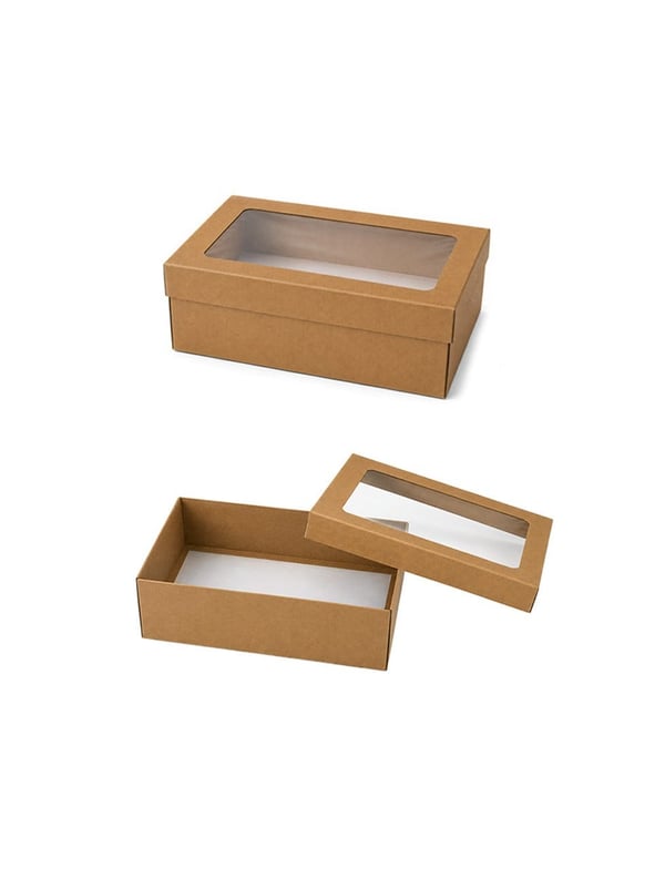 Asetat Pencereli Kraft Kutu Hediye Kutusu 14X20X9 Cm - Kraft ve Asetat Kutular | Parti Adresi