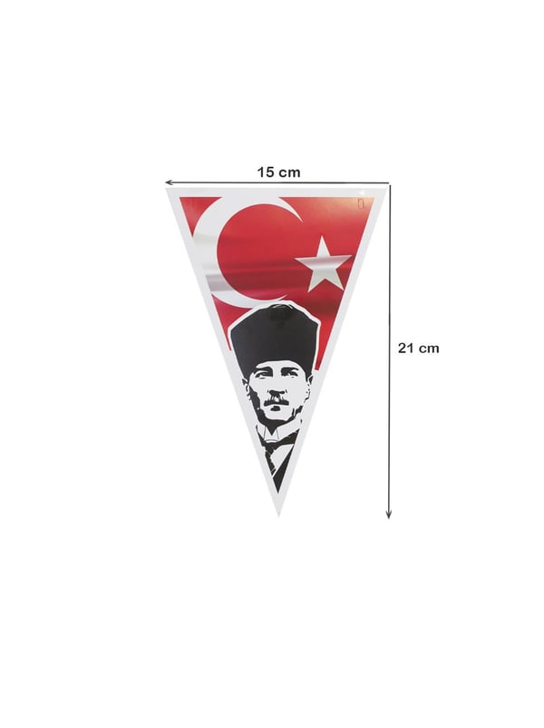 Atatürk Baskılı Üçgen Flama Bayrak  – Sınıf Okul Milli Bayram Dekoru - Milli Bayram Süsleri | Parti Adresi