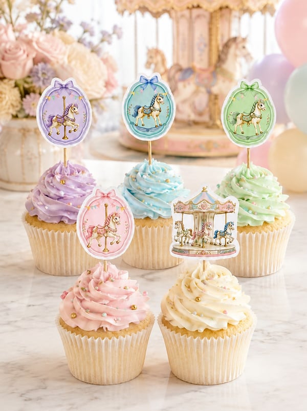Atlı Karınca Temalı Cup Cake Kürdanı – Doğum Günü Sunum Dekoru 10'lu - Pastel Atlı Karınca Teması | Parti Adresi
