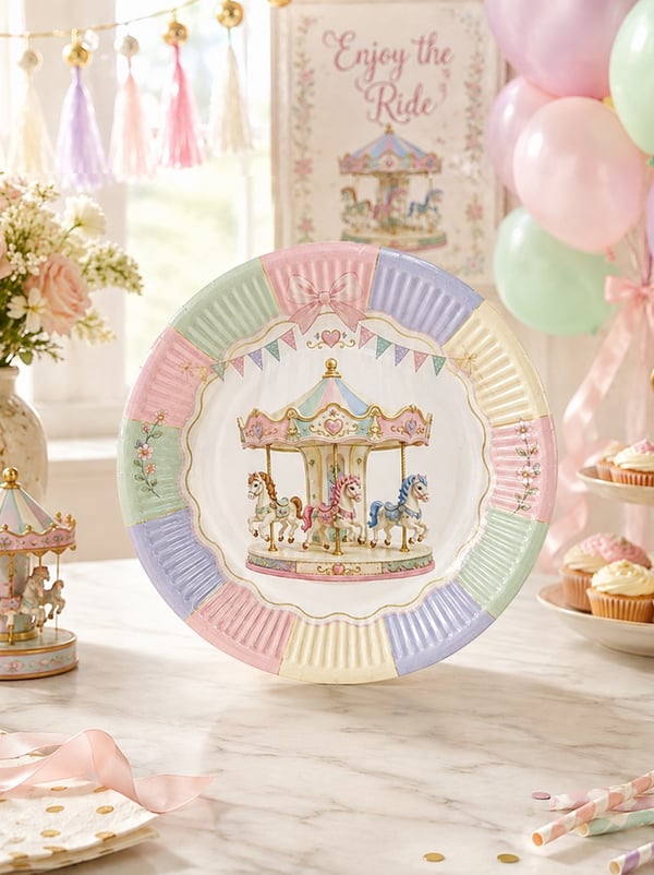 Atlı Karınca Temalı Karton Tabak – Pastel Doğum Günü Parti Tabağı 8'li - Pastel Atlı Karınca Teması | Parti Adresi
