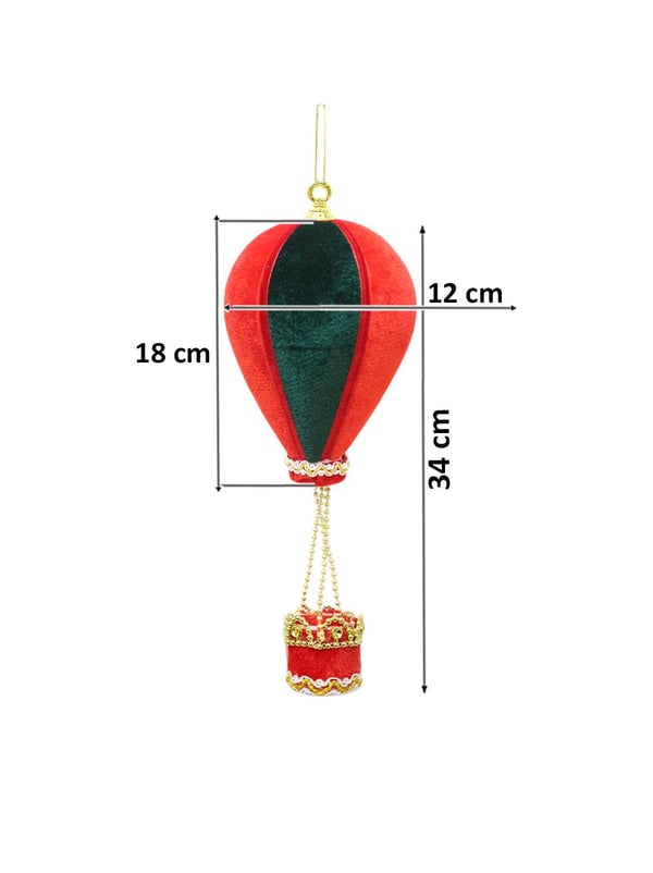 Balon Figürlü Yılbaşı Ağaç Süsü Kadife Yeni Yıl Dekorasyonu Yeşil Kırmızı 34 cm - Ağaç Süsleri - Asmalı Süsler | Parti Adresi