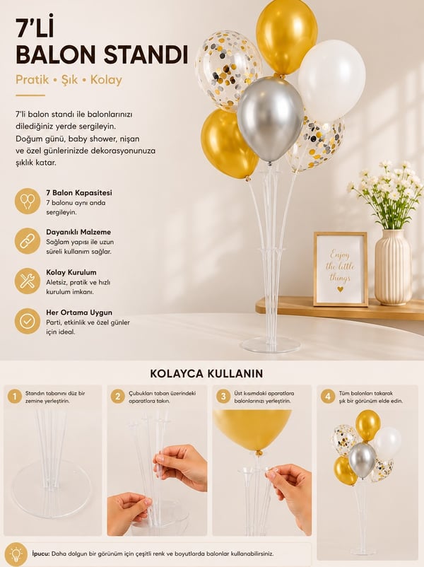 Balon Standı 75 cm 7'Li - Balon Standı | Parti Adresi