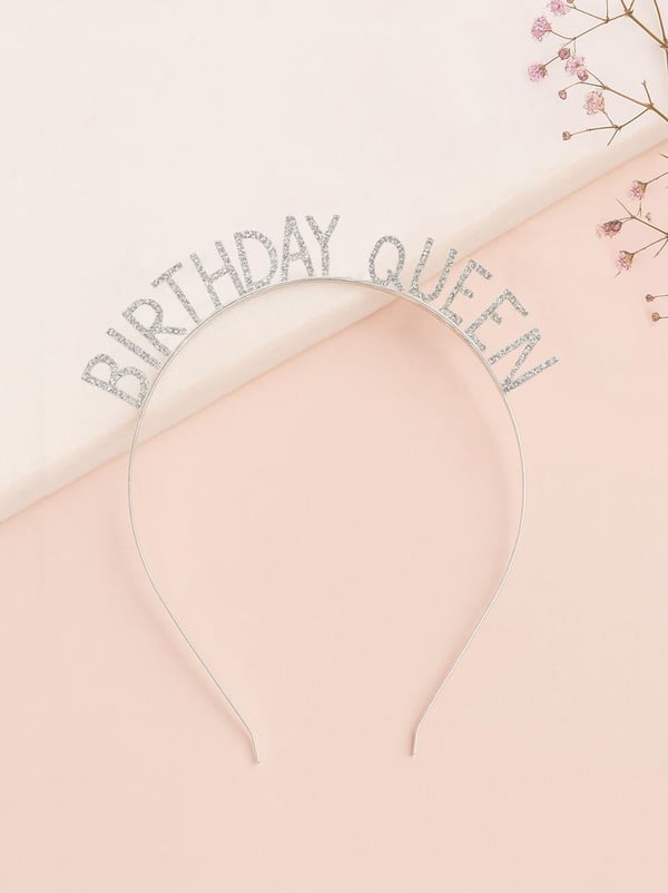 Birthday Queen Taşlı Taç Metal Doğum Günü Parti Tacı Gümüş