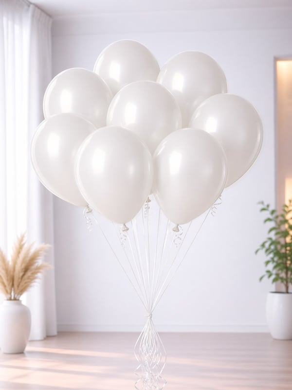 Beyaz Metalik Balon 10'Lu 12