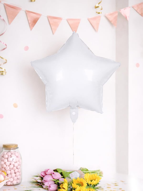 Beyaz Yıldız Folyo Balon 18