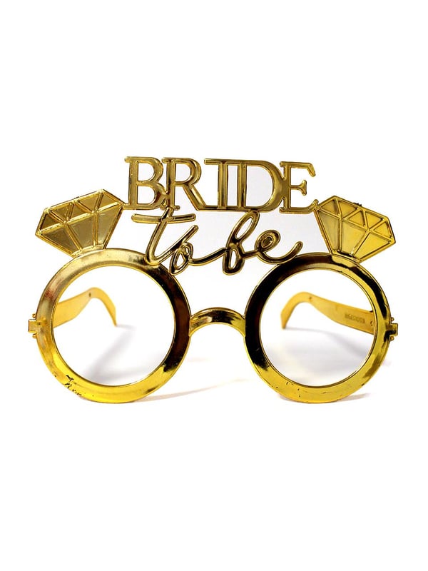 Bride to be Bekarlığa Veda Partisi Gözlüğü Tek Taşlı Bride Gözlük Altın