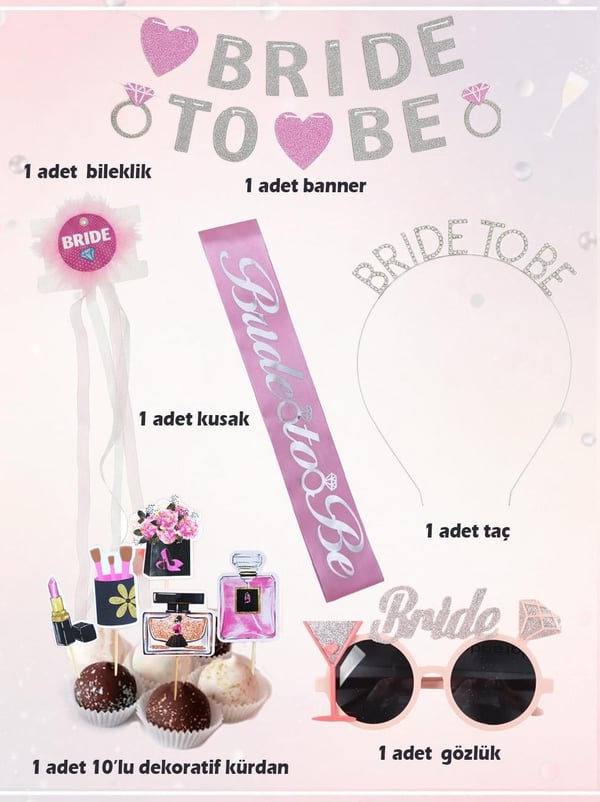 Bride To Be Parti Seti Bekarlığa Veda Partisi Set Pembe Gümüş - Bekarlığa Veda Partisi | Parti Adresi