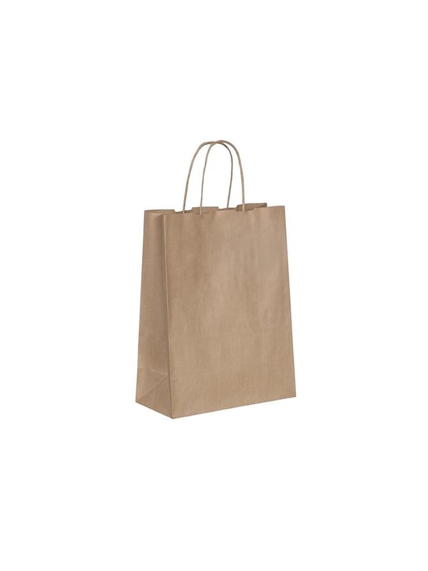 Büküm Saplı Çanta 18x23x8 Cm Esmer Kraft 25'li