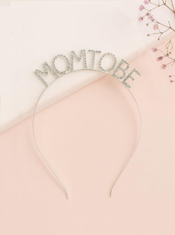Kristal Taşlı Mom To Be Taç Metal Baby Shower Tacı Gümüş