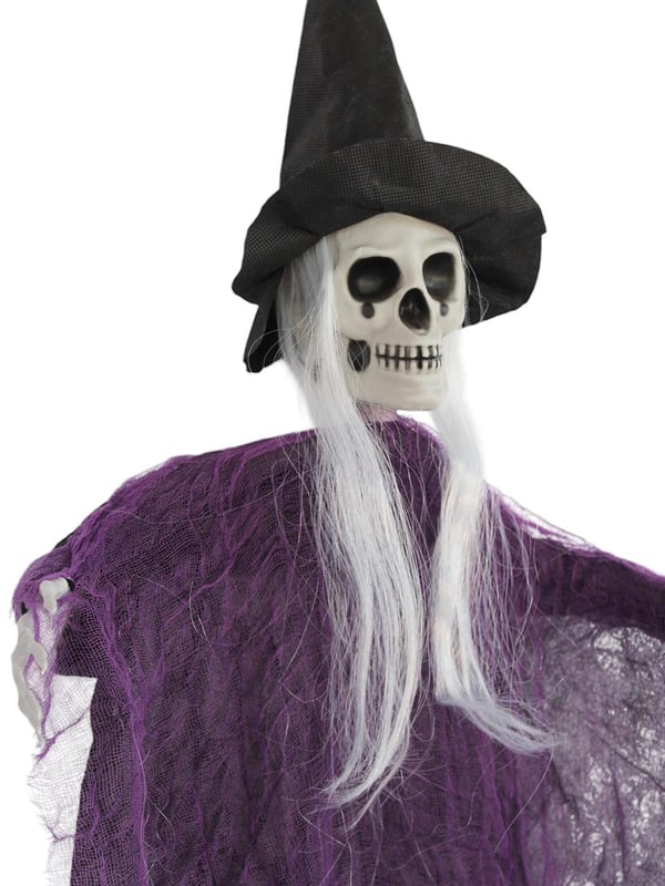 Cadılar Bayramı Şapkalı İskelet Asılabilir Halloween Parti Dekoru Mor
