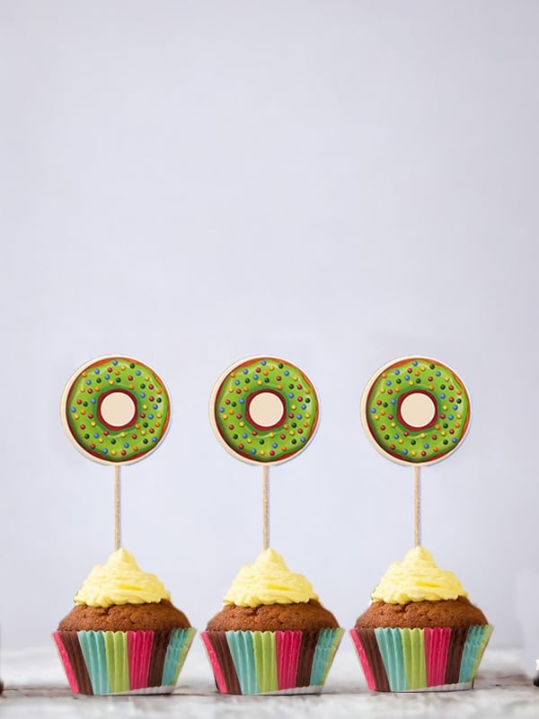 Donut Temalı Kürdan Cupcake Kürdanı Pasta Süsü 24'lü